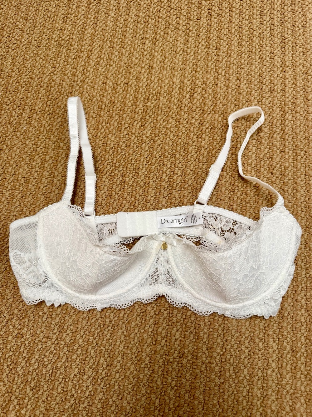 Dreamgirl White Ivory Lace Underwire Bra with Scalloped Edge